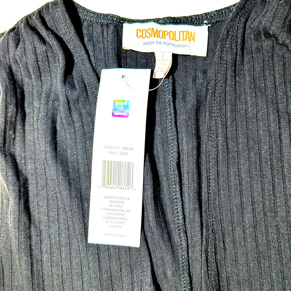 Cosmopolitan X Dress the Population Ribbed Knit Plunge Neck Dress Women SmallNWT - Picture 2 of 10